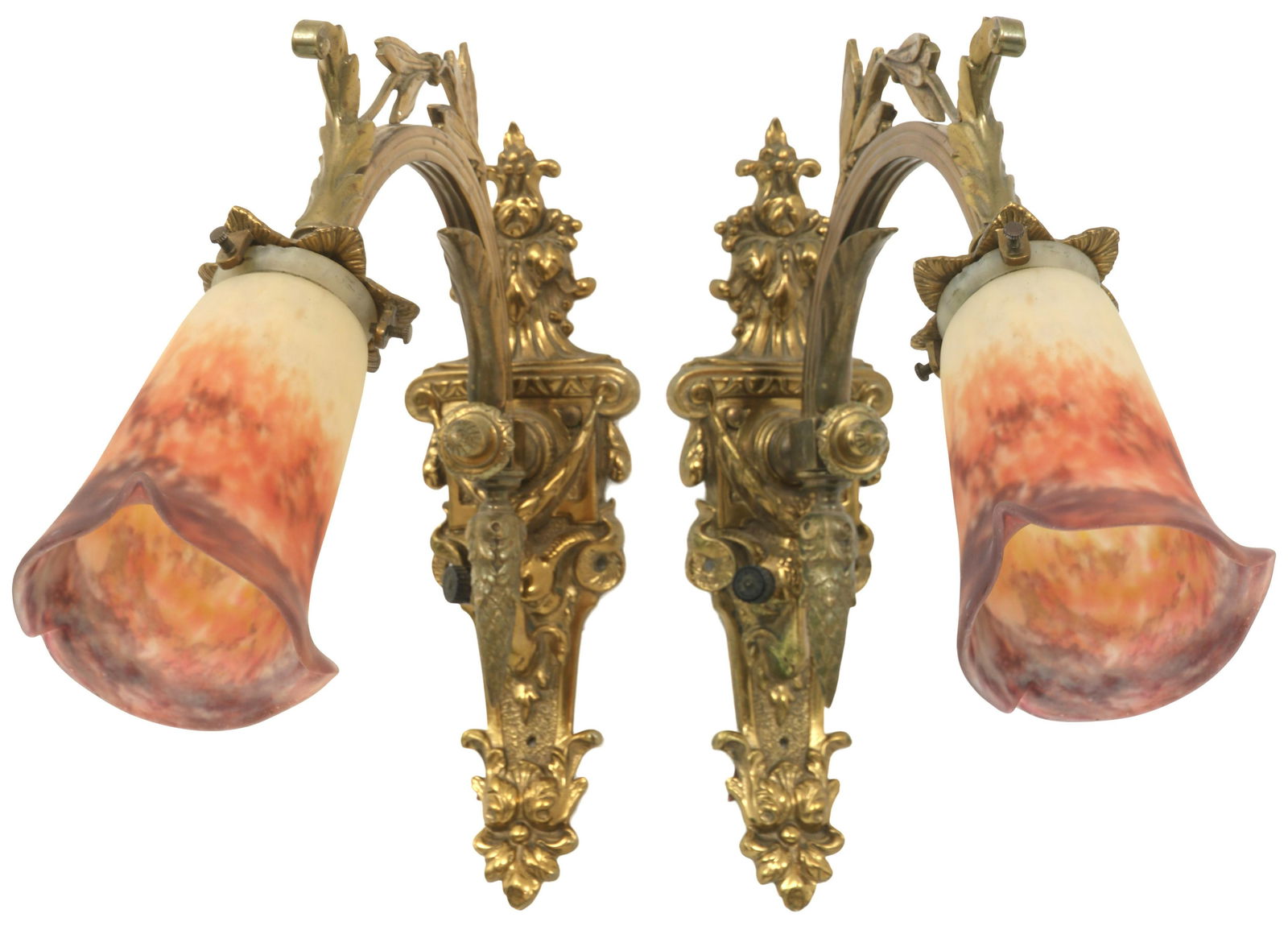 Pair of French Bronze Sconces with Muller Frères (1 of 17)