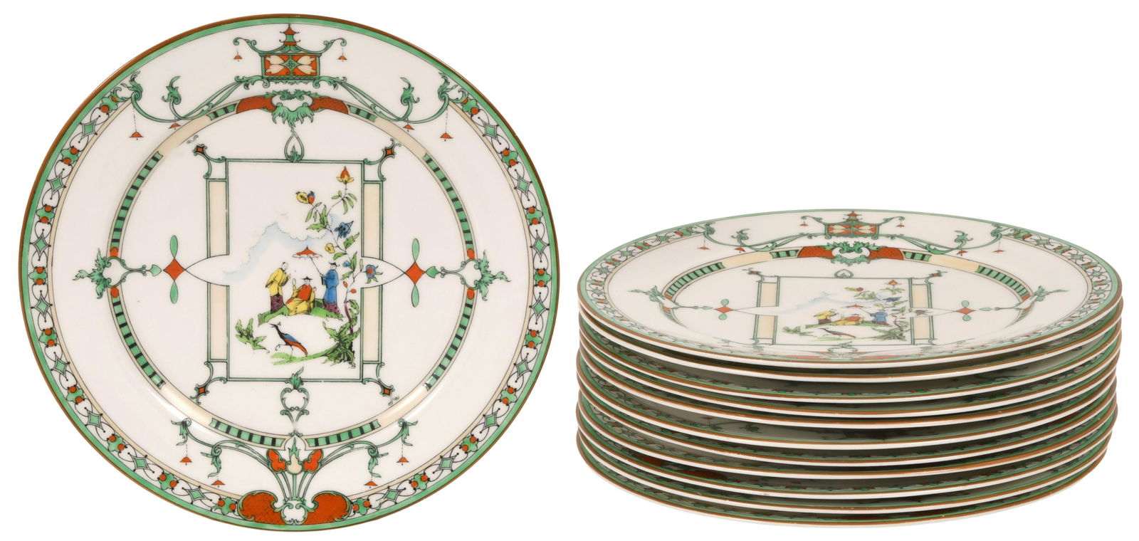 Set of 12 Royal Worcester Dinner Plates with Oriental (1 of 5)