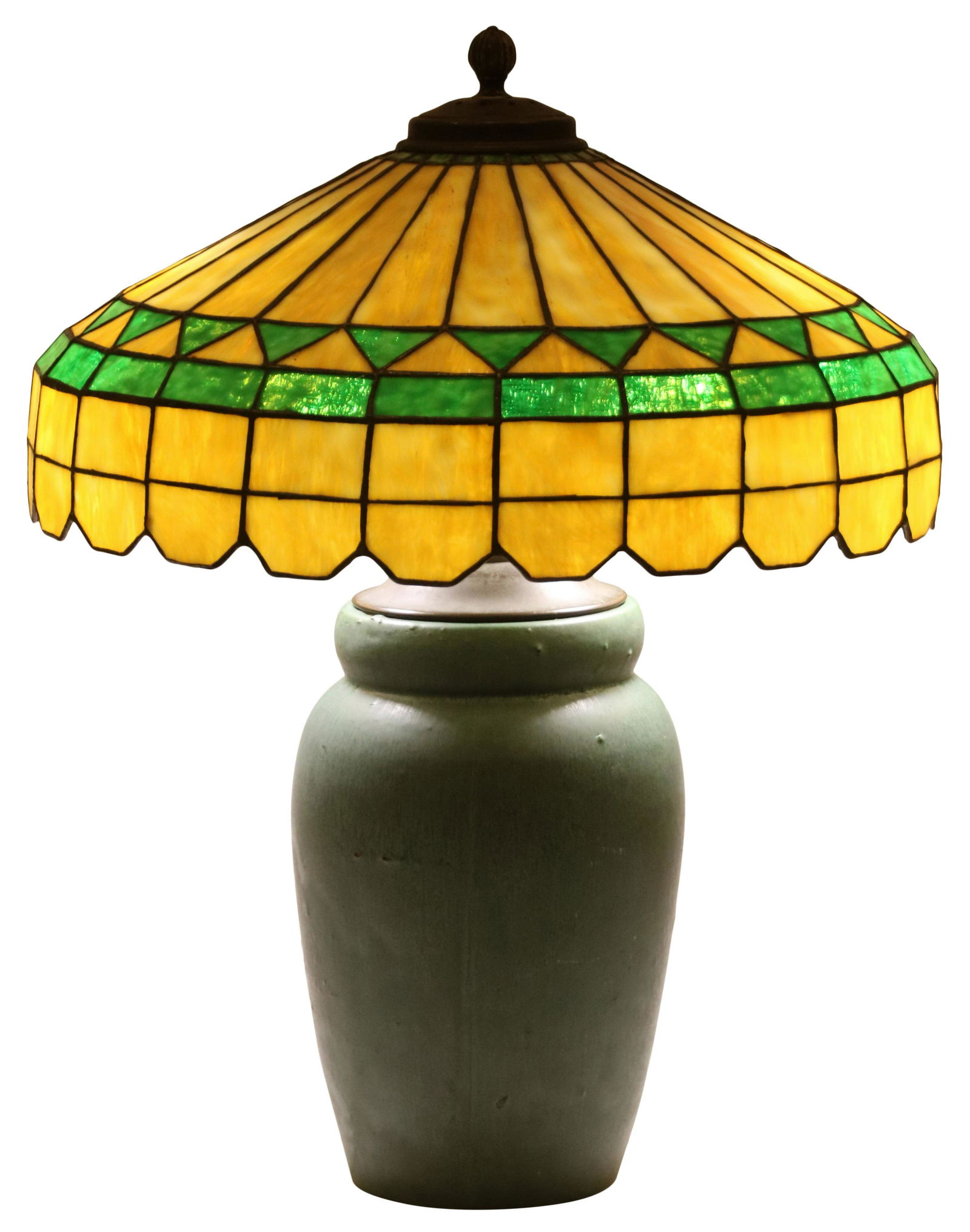 American Pottery & Leaded Glass Table Lamp (1 of 18)