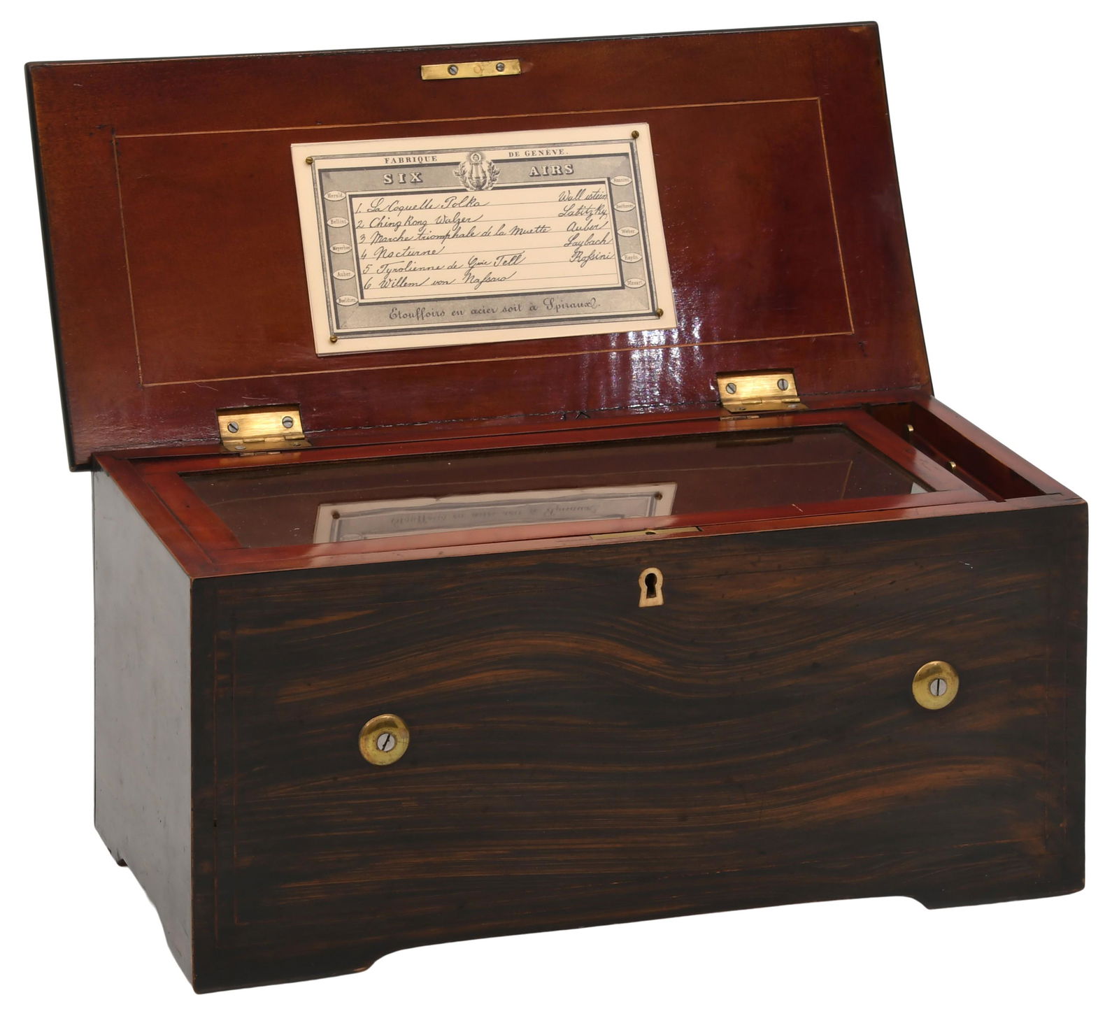 Swiss Inlaid Rosewood Six-Tune Cylinder Music Box (1 of 10)