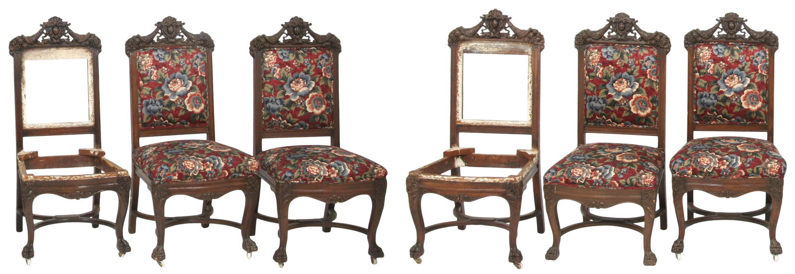 Set of Six American Carved Oak Dining Chairs (1 of 7)