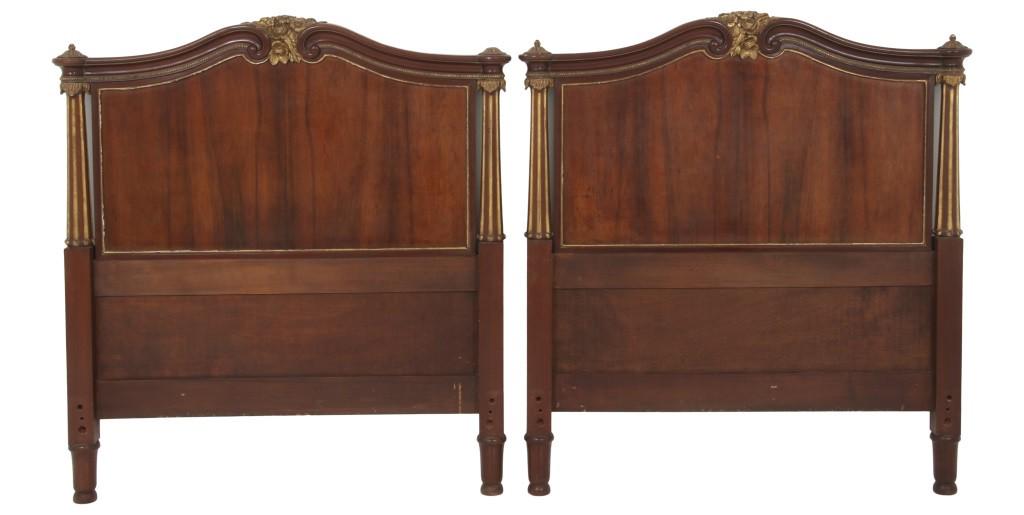 Pair of Parcel-Gilt Mahogany Headboards: Pair of Parcel-Gilt Mahogany Headboardsearly 20th century52 1/2 x 48 inches