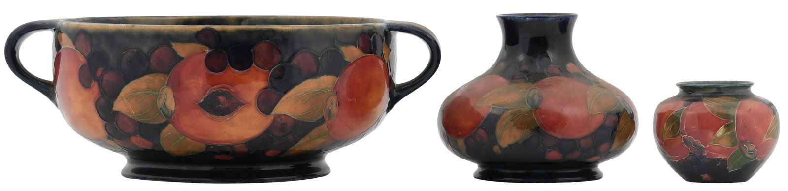 Three Pieces of Moorcroft Pottery Pieces with Fruit Dec (1 of 11)
