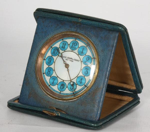 Black, Starr & Frost Enameled Travel Clock.: Black, Starr & Frost Enameled Travel Clock.