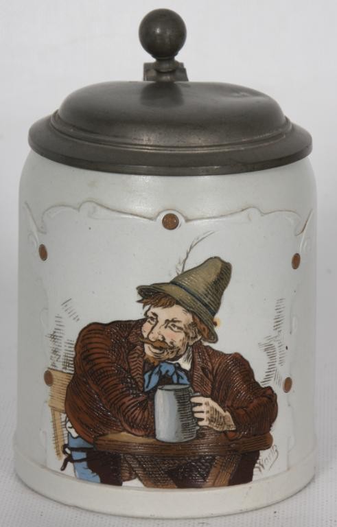 Short Mettlach Incised 1/2 Liter Stein #1533; Arti: Short Mettlach Incised 1/2 Liter Stein #1533; Artist Signed.