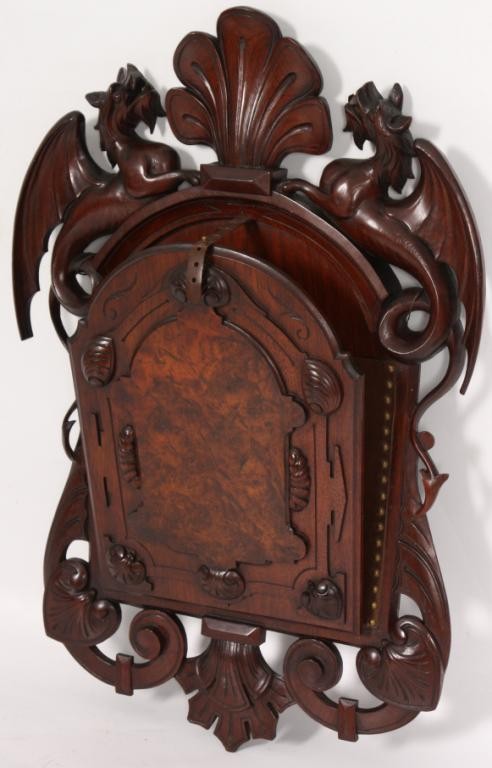 Walnut Renaissance Revival Carved Magazine Rack.: Walnut Renaissance Revival Carved Magazine Rack.