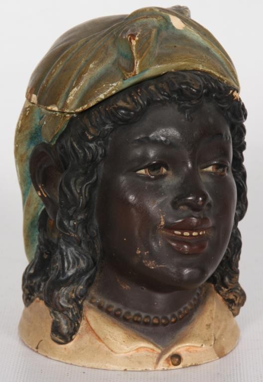 Figural Ceramic Blackamore Tobacco Humidor: Figural Ceramic Blackamore Tobacco Humidor