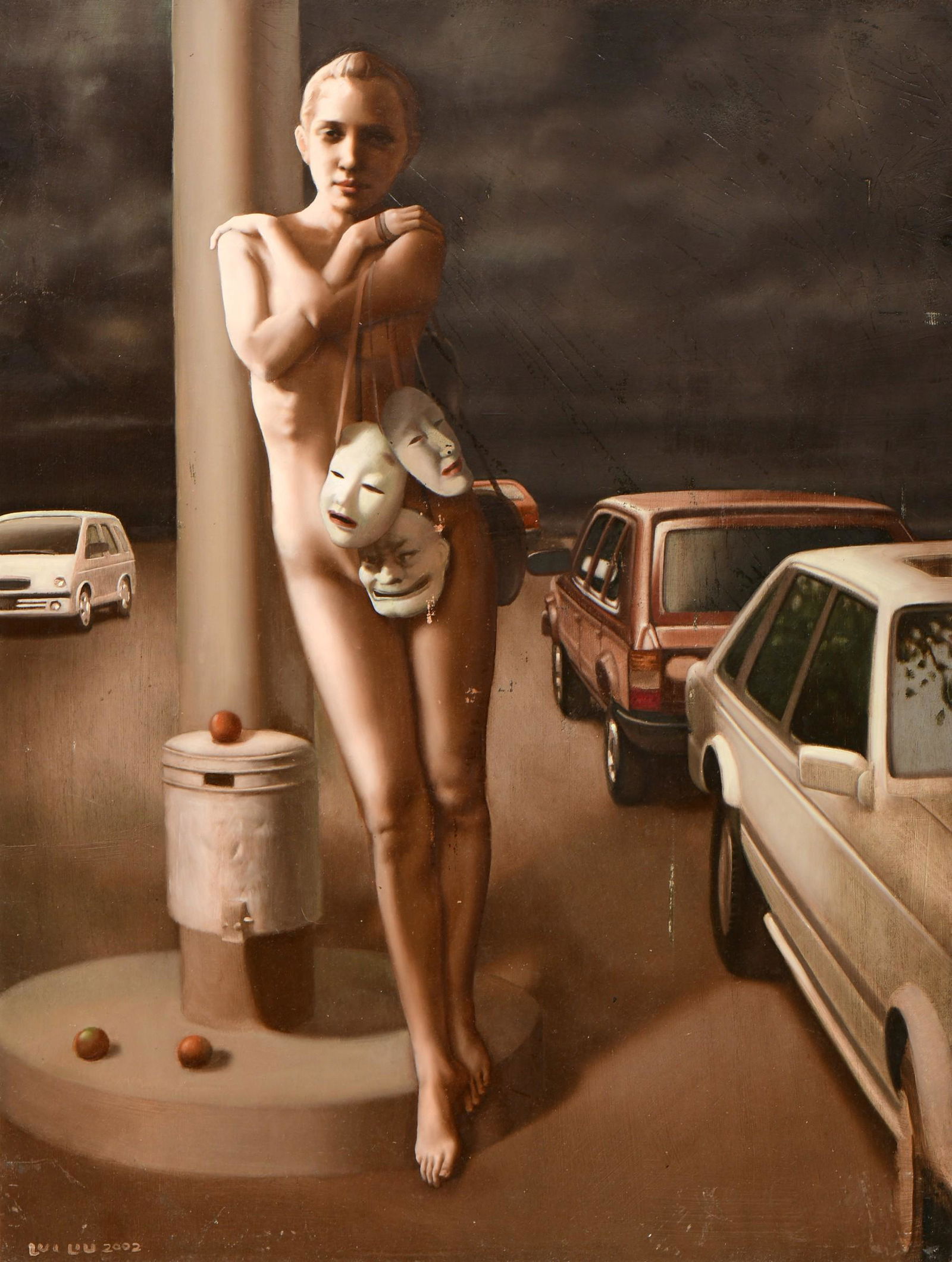 Lui Liu (Chinese, b. 1957), "Noh Scene II": Lui Liu(Chinese, b. 1957)"Noh Scene II"oil on panelsigned and dated lower left32 x 24 inches