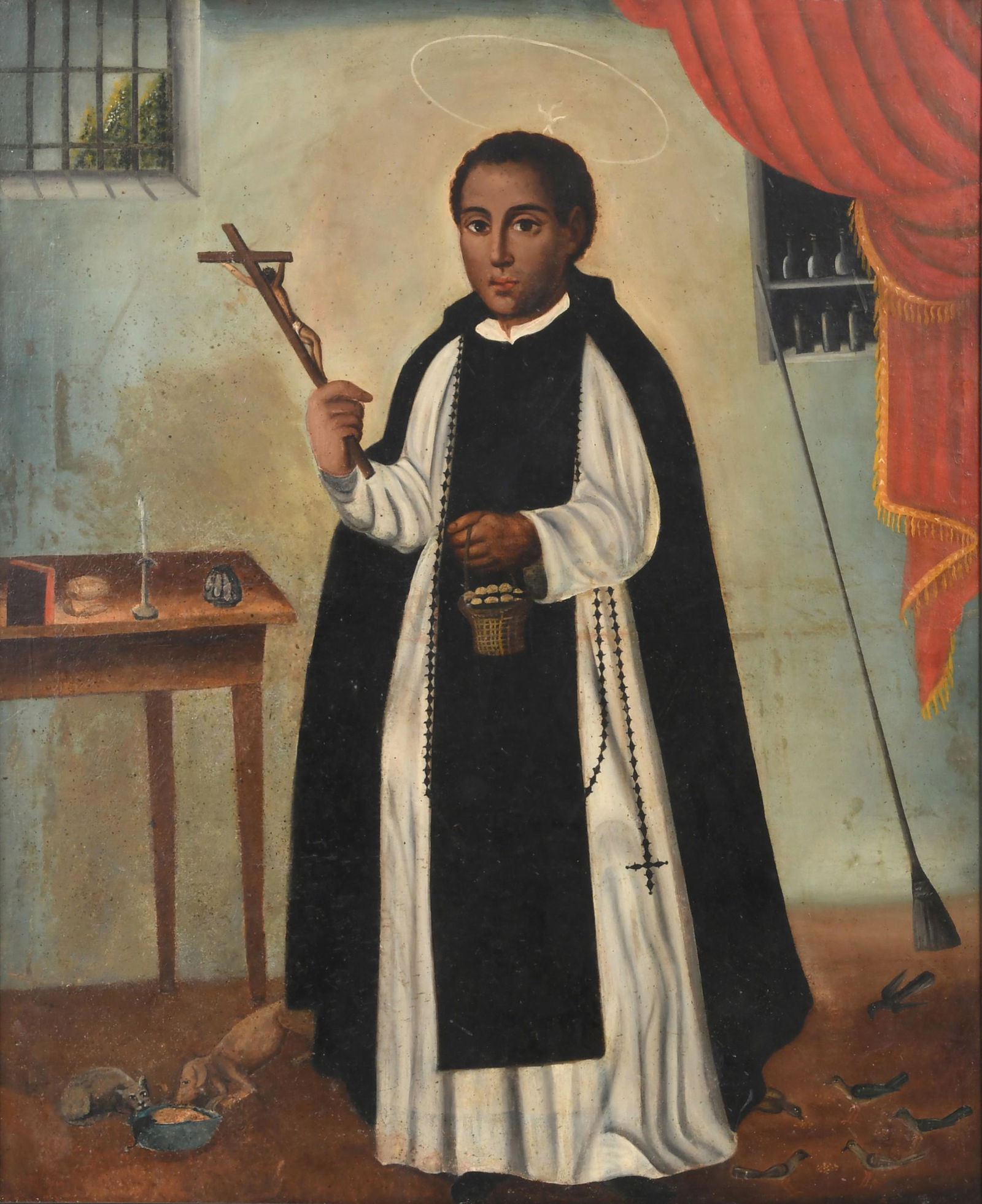 19th Century Folk Art Religious Oil Painting on Board (1 of 7)