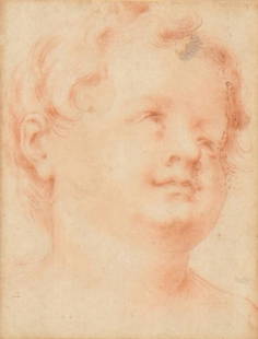 Attributed to Jacob De Wit (Dutch, 1695-1754): Attributed to Jacob De Wit (Dutch, 1695-1754) portrait ink on paper unsigned 19 x 17 inches (frame)