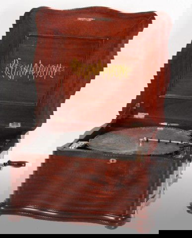 Reginaphone Serpentine 15 1/2" Music Box Reginaphon: Reginaphone Serpentine Mahogany 15 1/2" Music Box