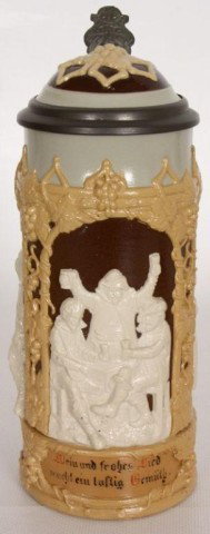 8 1/2" Mettlach Villeroy & Boch 1/2L Stein 8 1/2" : 8 1/2" Mettlach Villeroy & Boch 1/2L Stein, #1005