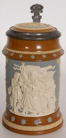 8" Cameo Mettlach 1/2L Stein 8" Cameo Mettlach 1/2: 8" Cameo Mettlach 1/2L Stein