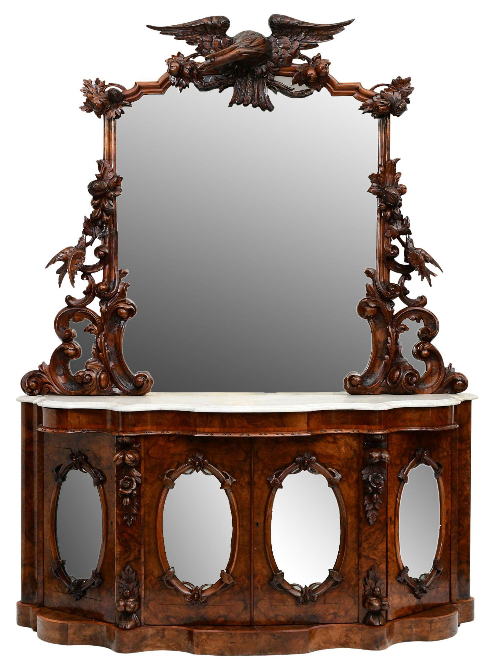 Continental Rococo Revival Walnut Sever with Eagle (1 of 17)