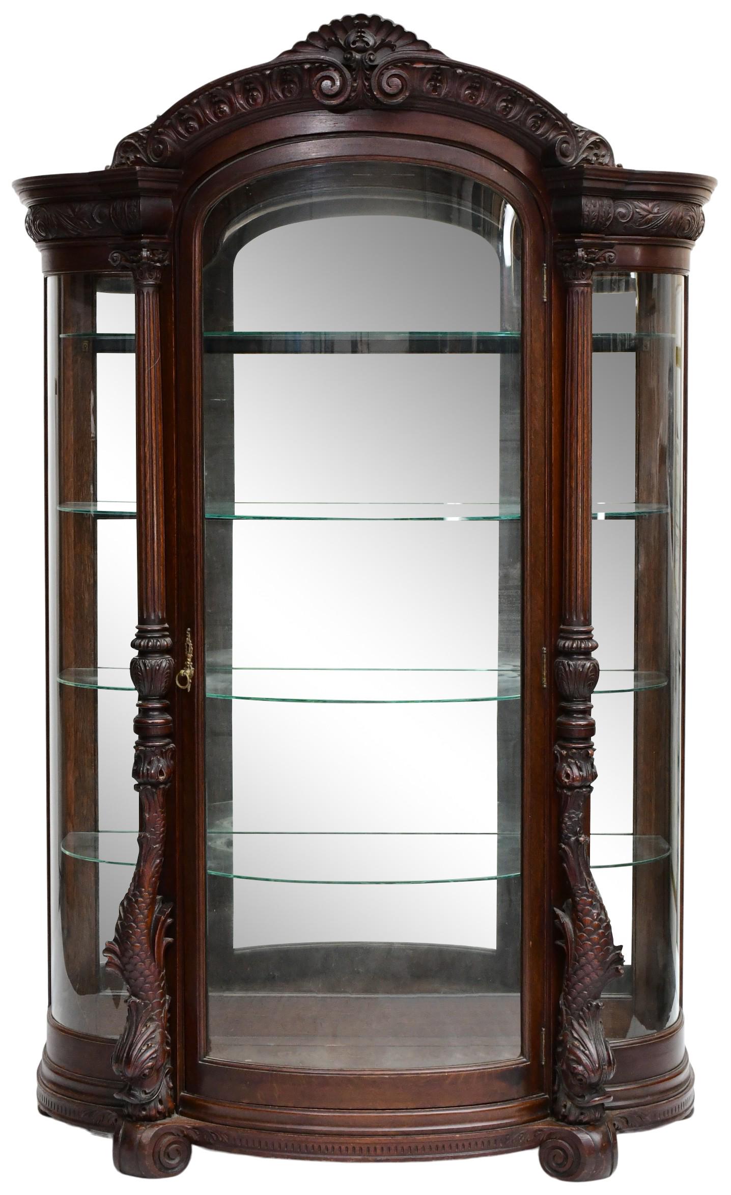 R.J. Horner & Co. Oak China Cabinet with Dolphins (1 of 10)