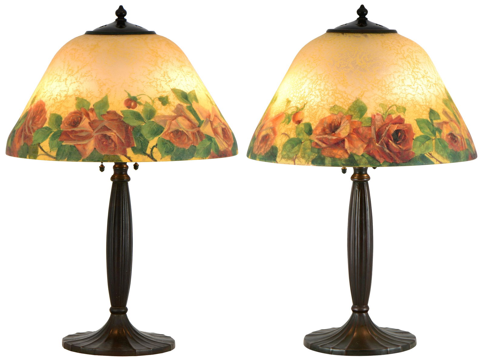 Pair of Handel "Rose" Table Lamps (1 of 20)