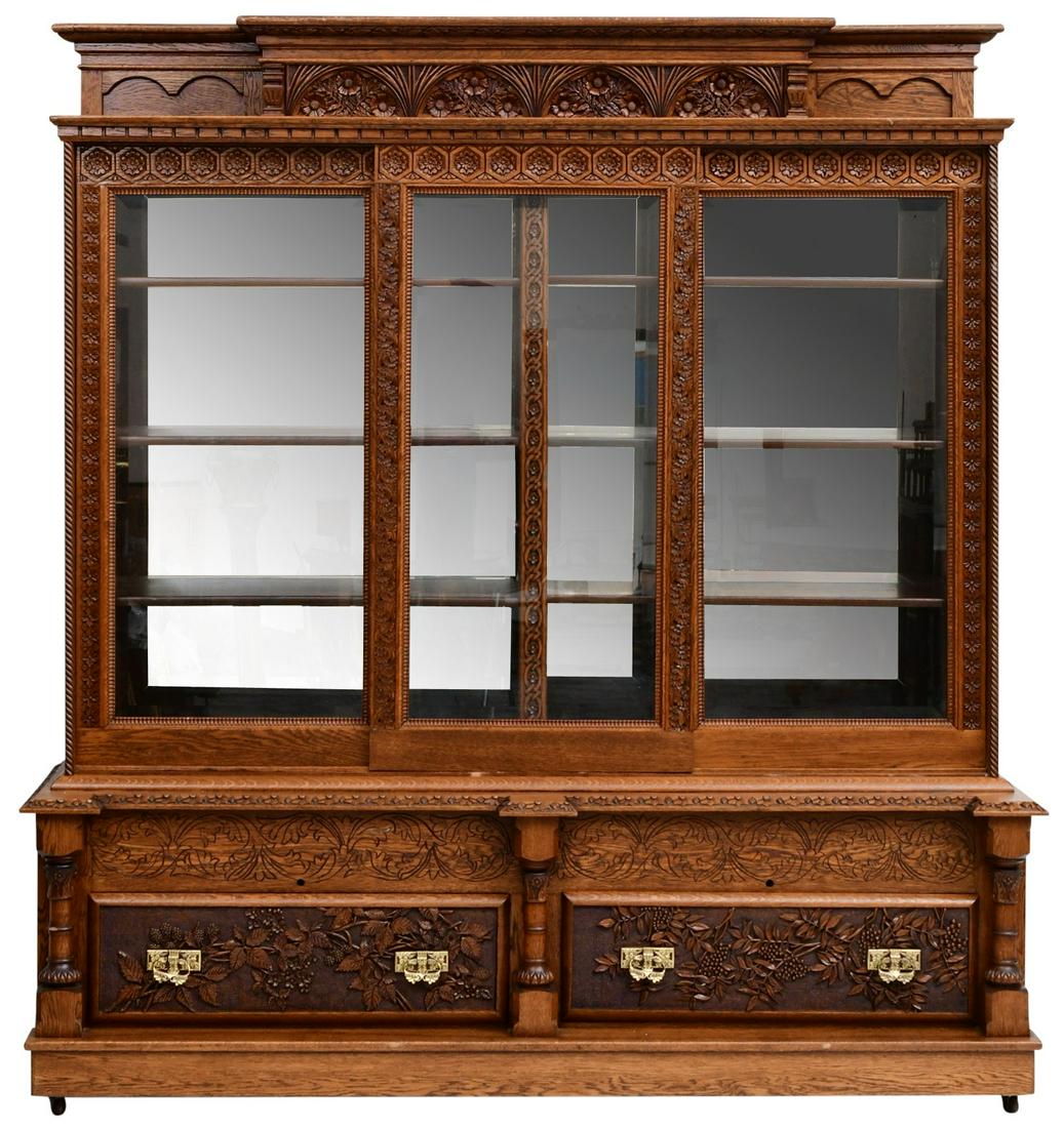 American Aesthetic Movement Oak Display Cabinet (1 of 13)