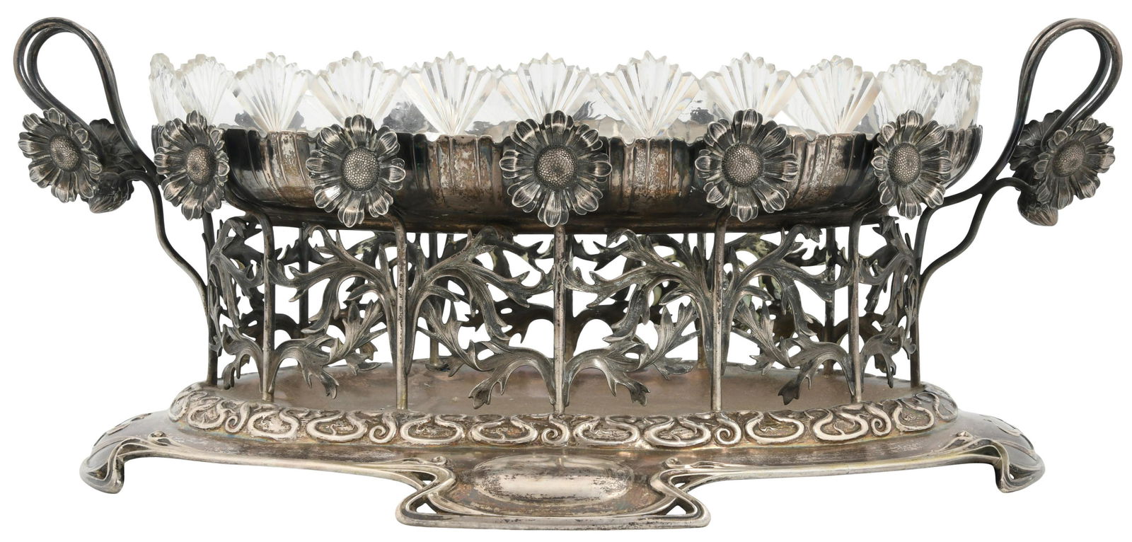 Art Nouveau 800 Silver & Glass Centerpiece (1 of 6)
