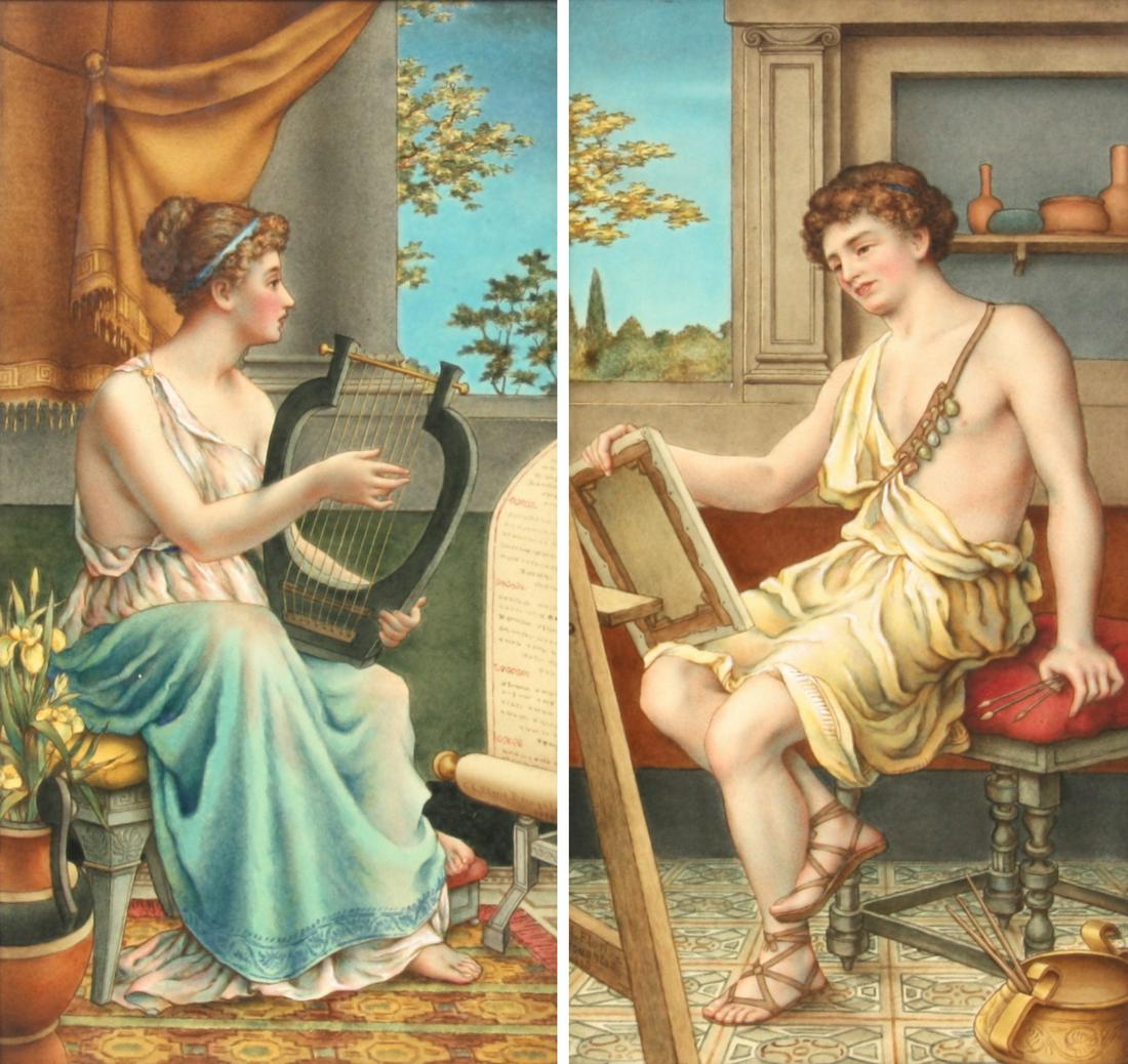 Pair of Mintons Porcelain Plaques (1 of 10)