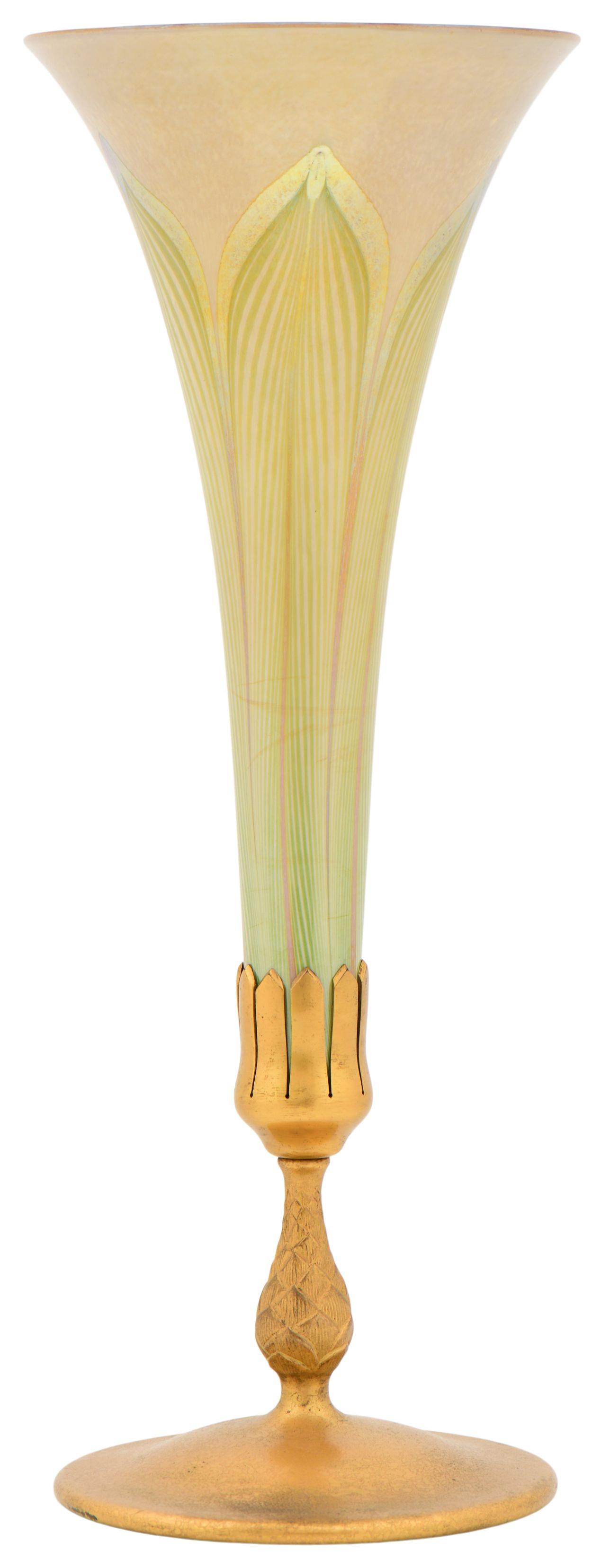 Tiffany Studios "Pulled Feather" Favrile Glass & Gilt (1 of 7)