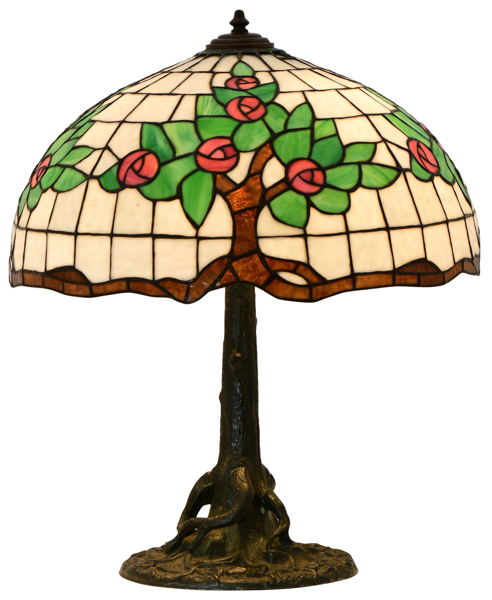American Leaded Glass Floral Table Lamp (1 of 11)