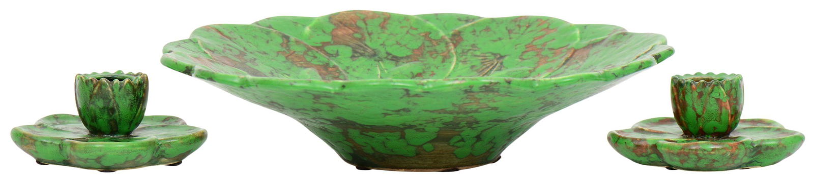 Weller Pottery Coppertone Console Set (1 of 6)