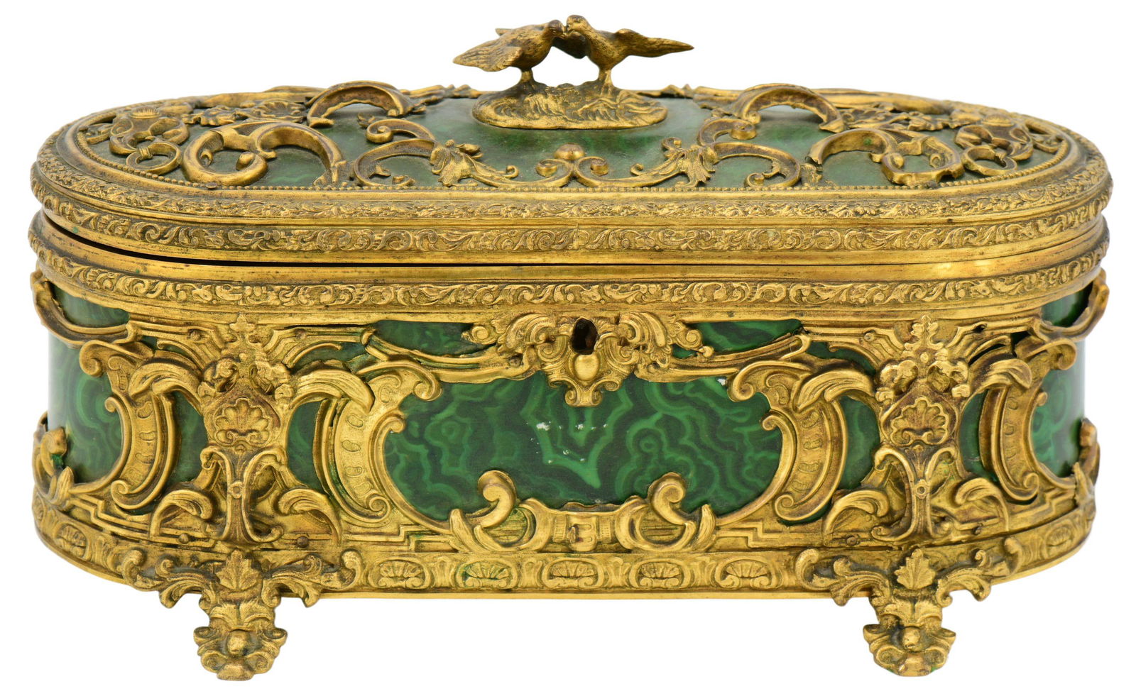 French Gilt Bronze Mounted Faux Malachite Box (1 of 8)