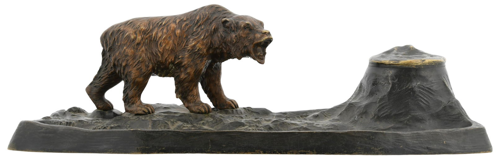 Russian Patinated Bronze Inkstand with Bear (1 of 7)