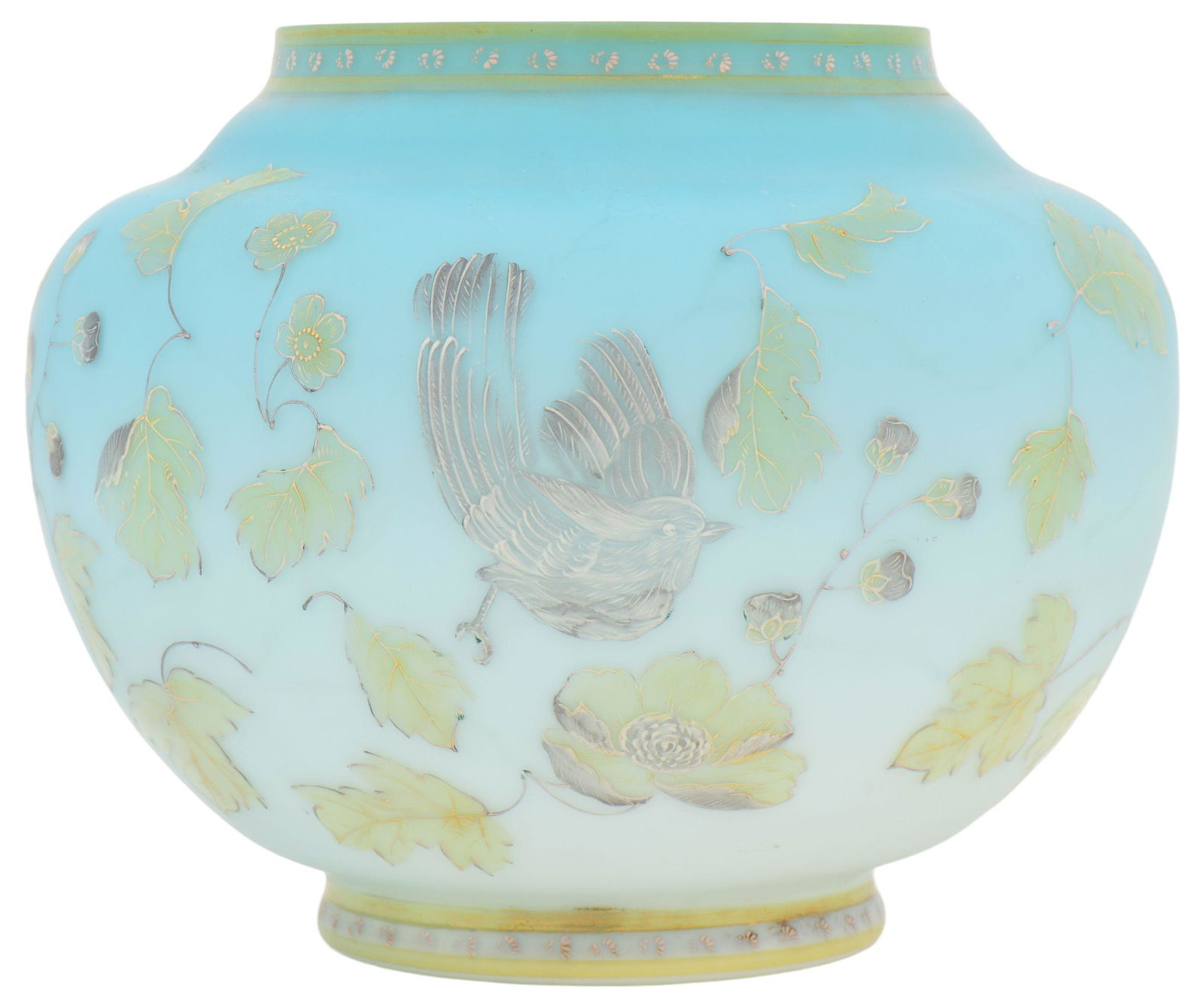 Attr. Thomas Webb & Son's Vase with Birds & Flowers: Attr. Thomas Webb & Son's Vase with Birds & Flowersearly 20th centuryunsigned10 3/4 x 12 3/4 inches