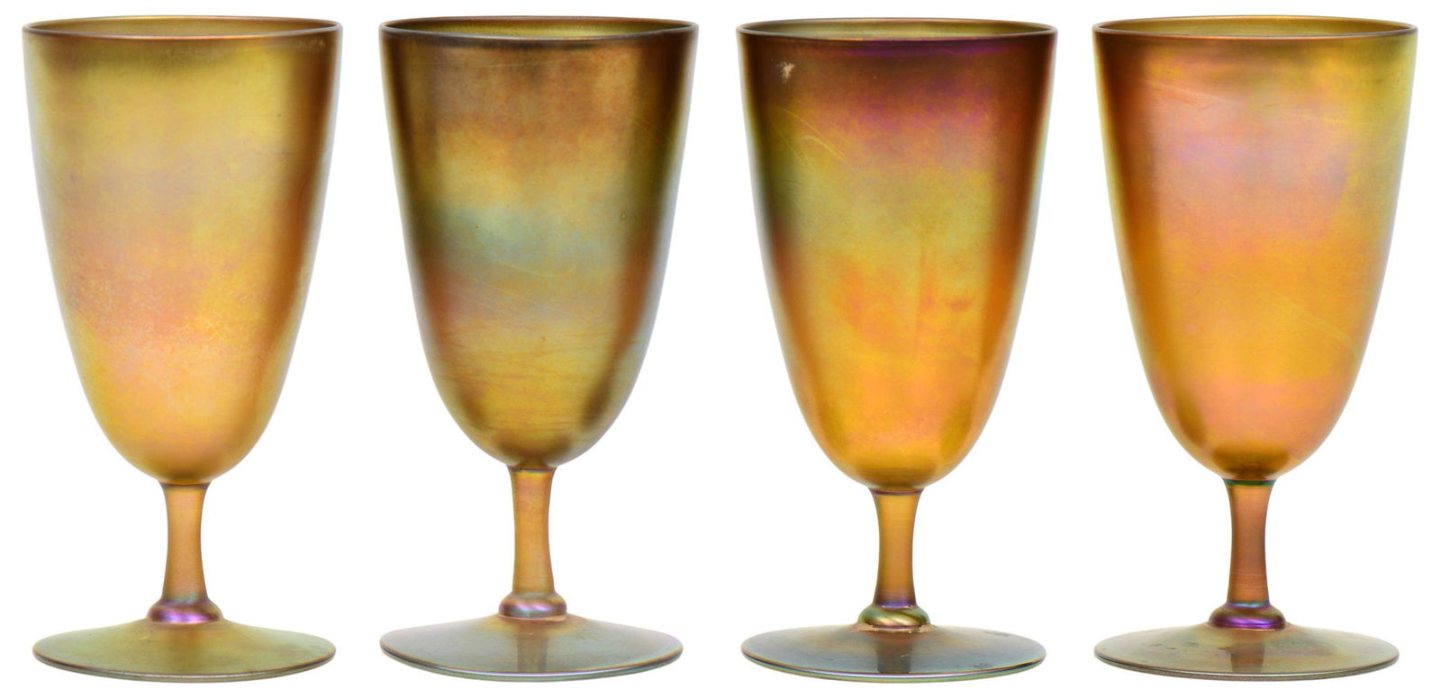 Four Tiffany Studios Favrile Glass Goblets (1 of 4)