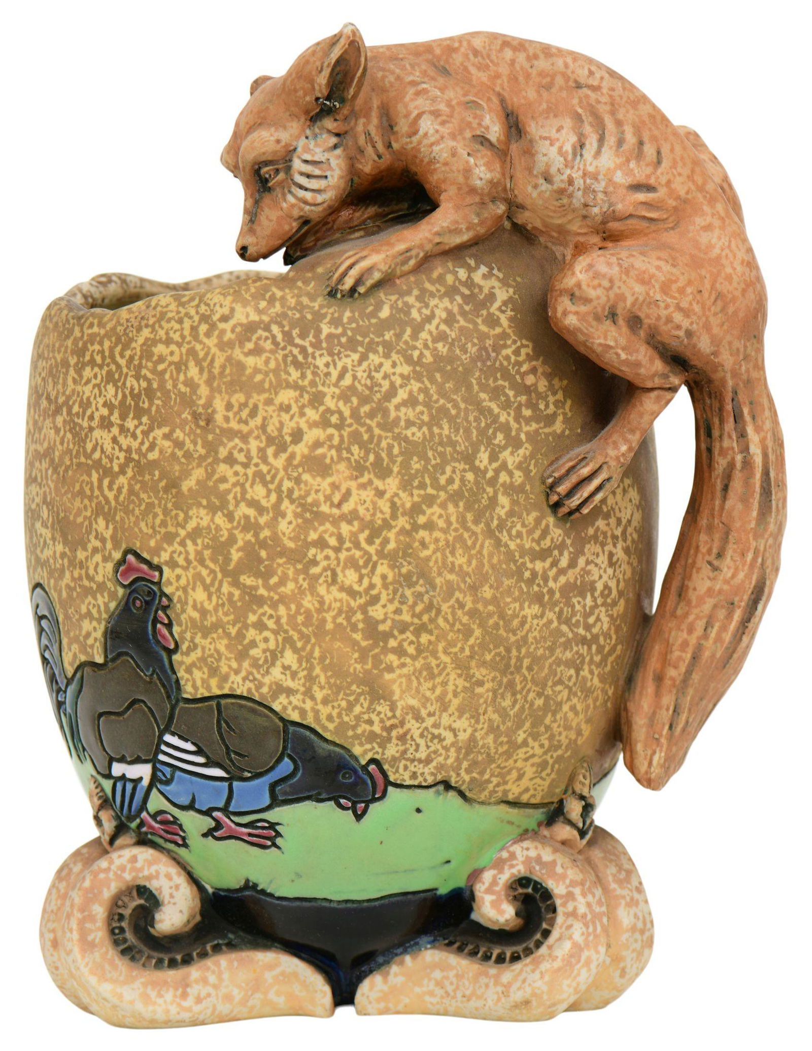 Amphora Pottery Vase with a Fox & Chickens (1 of 8)