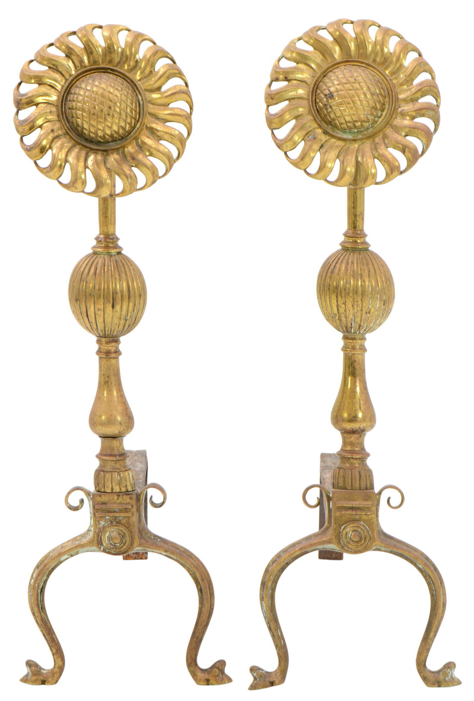 Pair of Aesthetic Movement Brass Andirons (1 of 6)