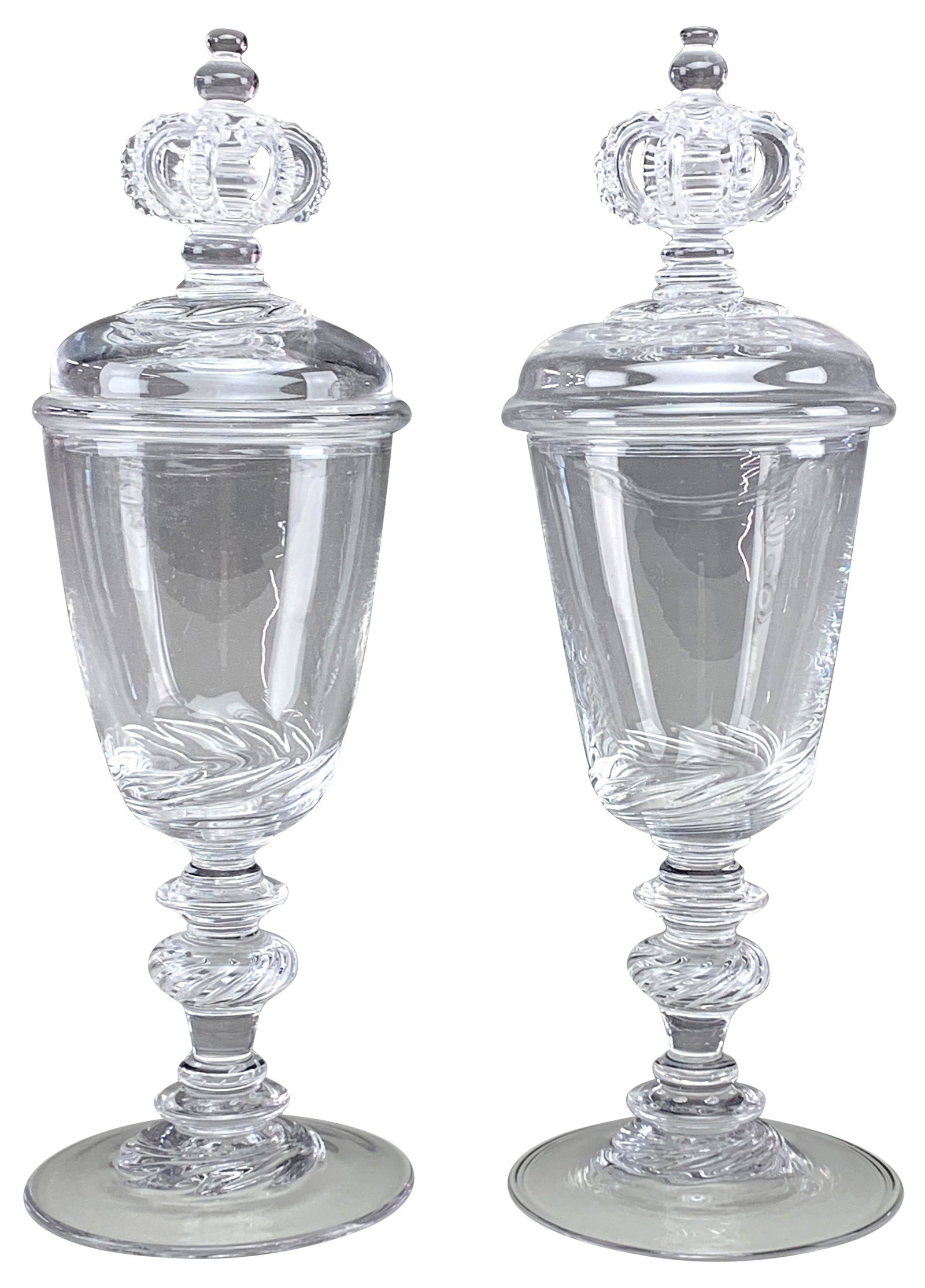 Pair of Hadeland Clear Glass Pokals: Pair of Hadeland Clear Glass Pokals 20th century each signed "Hadeland" 13 3/4 in. high
