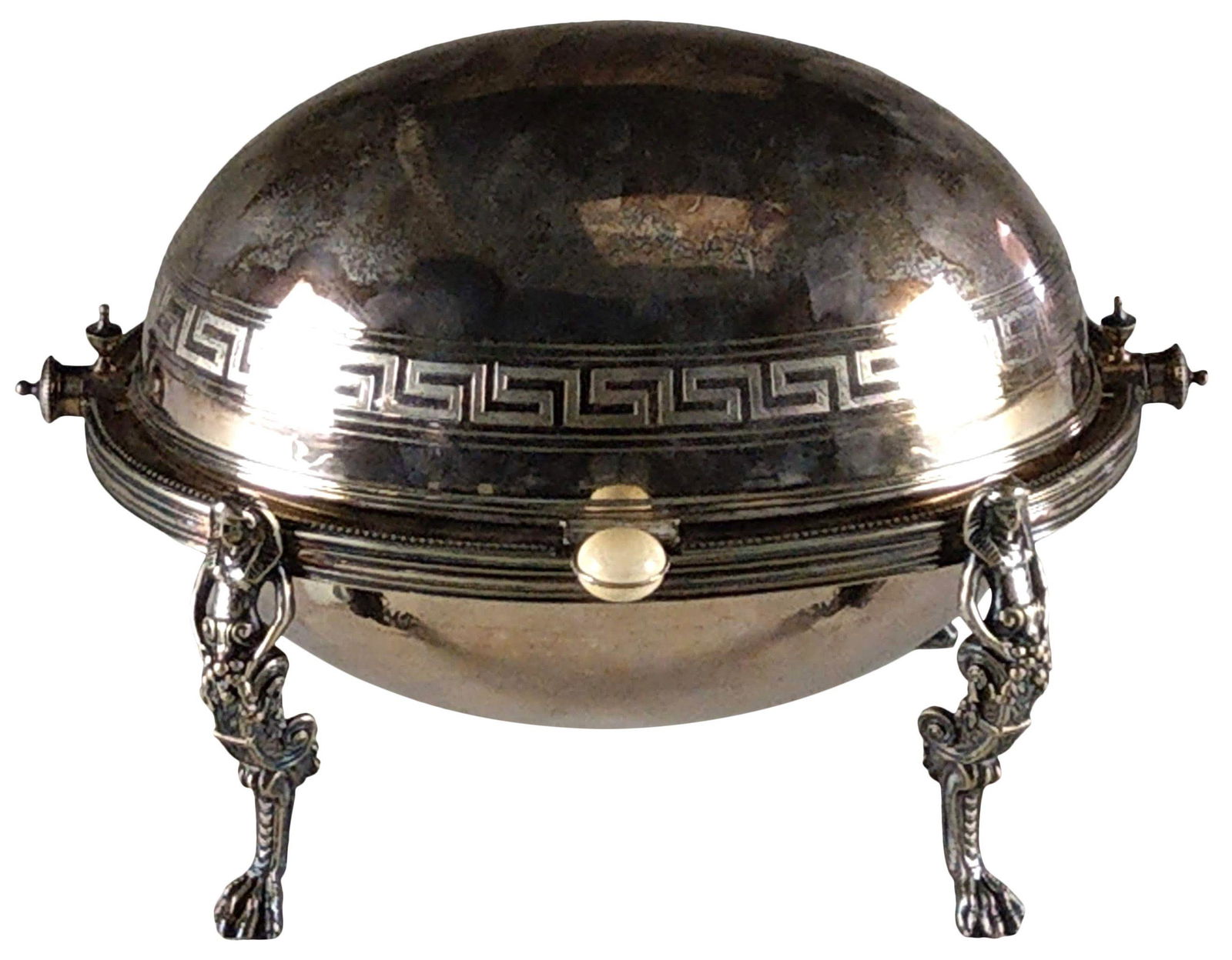 Egyptian Revival Silver Plated Serving Dish with Cover (1 of 12)