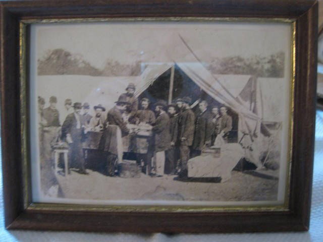 Civil War Tent Lamp and Wick Shears dated 1864: Civil War Tent Lamp and Wick Shears dated 1864 in Original 19th Century Frame. Unique example of rarely photographed field surgery. Nice Piece.