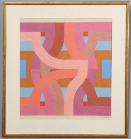 Frank Stella Gouache on Paper Abstract: Frank Stella Gouache on Paper Abstract. 15 1/2 x 15""
