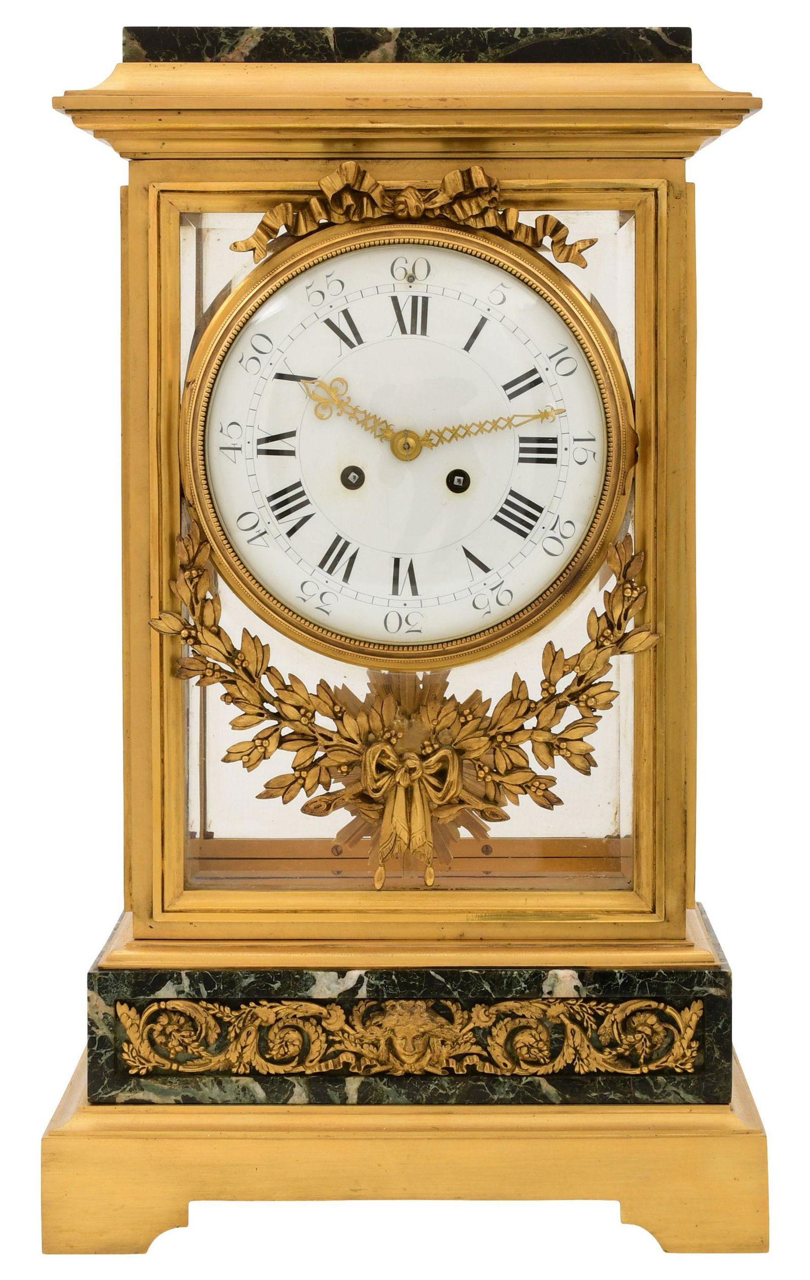 French Gilt Brass & Marble Crystal Regulator Clock (1 of 10)