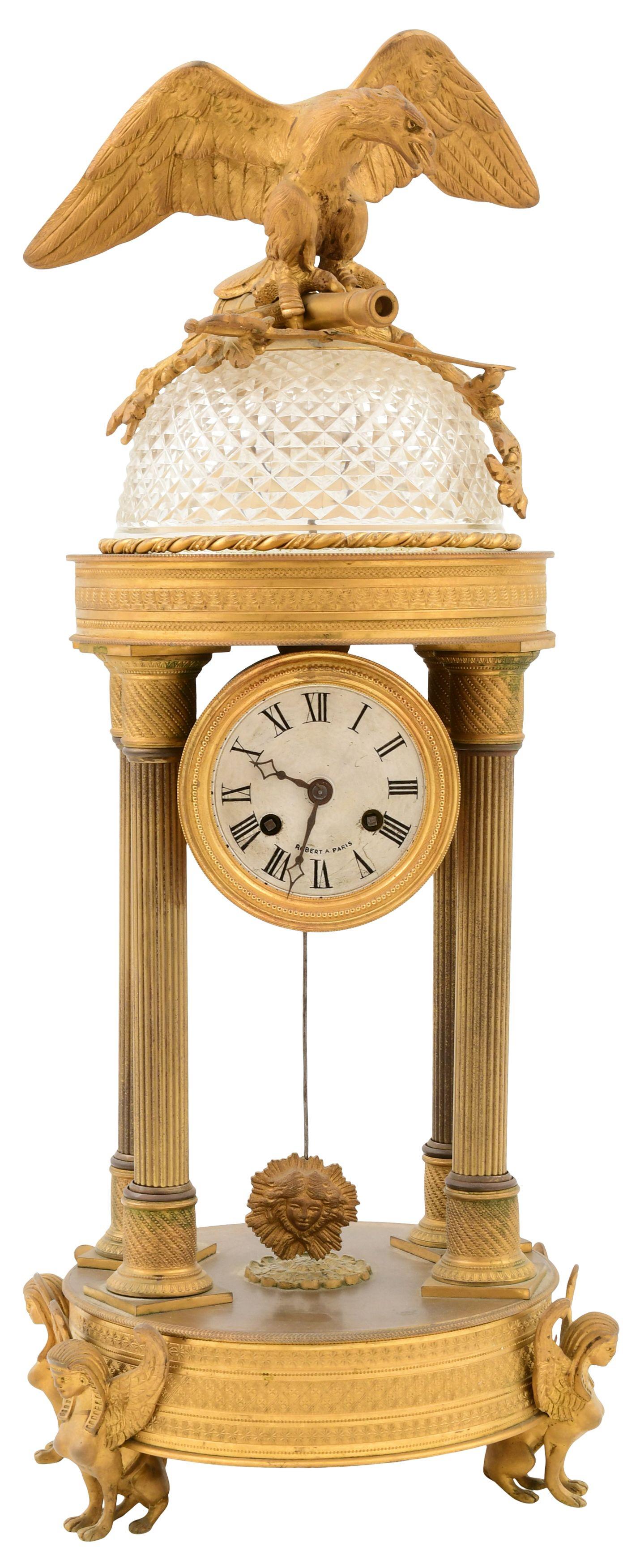 French Gilt Bronze & Crystal Domed Portico Clock with (1 of 10)
