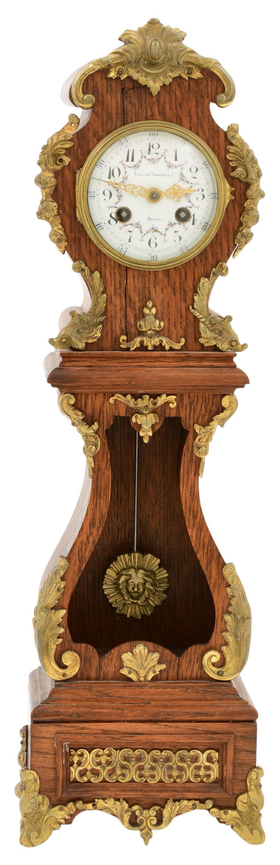 French Gilt Bronze Mounted Oak Miniature Grandfather (1 of 11)