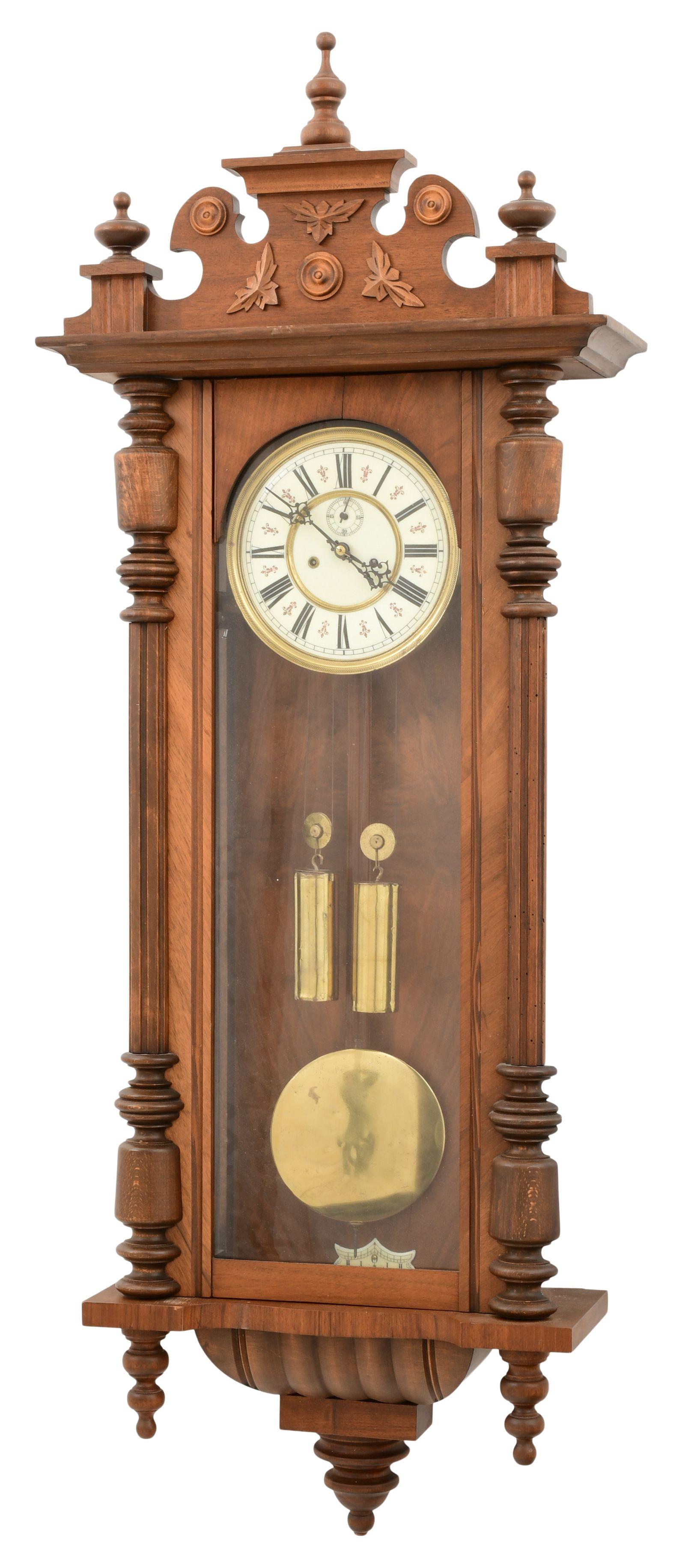 Mahogany Two-Weight Vienna Regulator Clock (1 of 11)