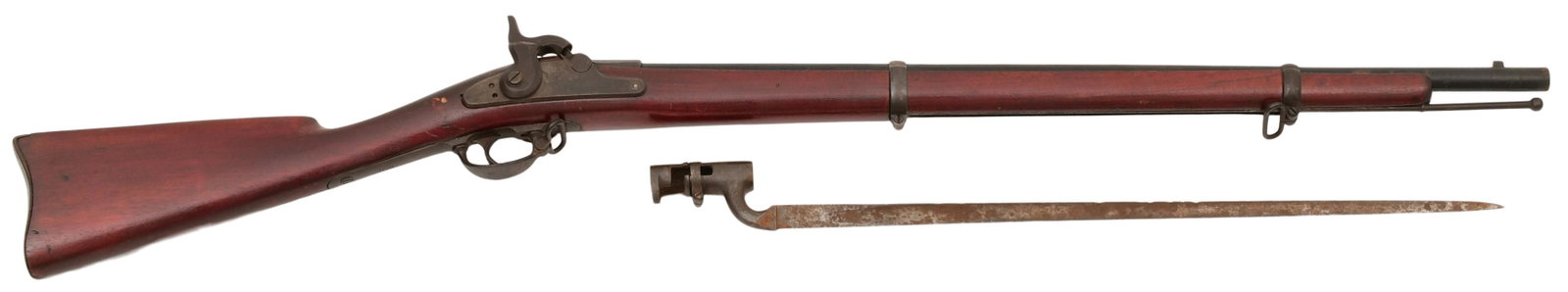 U.S. Springfield Model 1863 Percussion Rifle with Bayonet: U.S. Springfield Model 1863 Percussion Rifle with Bayonet circa 1863 marked "(eagle) / US / Springfield / 1863" 45 1/2 in. long 68 in. long (with bayonet)