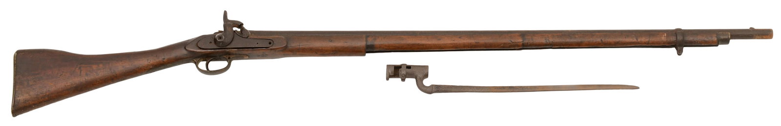 Barnett, London, Percussion Rifle Musket with Bayonet: Barnett, London, Percussion Rifle Musket with Bayonet19th centurymarked "Barnett, London"55 in. long71 1/2 in. long (with bayonet)