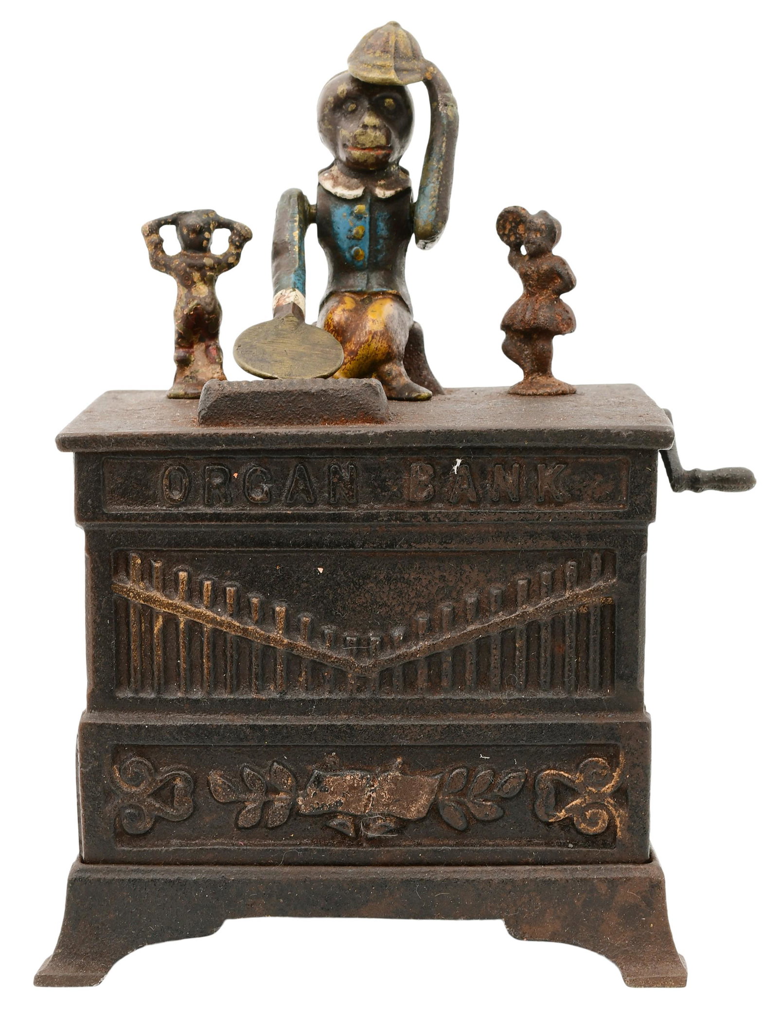 Kyser & Rex "Organ Bank" Cast Iron Musical Mechanical Bank: Kyser & Rex "Organ Bank" Cast Iron Musical Mechanical Bank late 19th century marked "Organ Bank" 7 1/2 x 5 3/4 x 3 3/4 inches