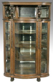RJ Horner Winged Griffin Oak Corner China Cabinet (1 of 10)