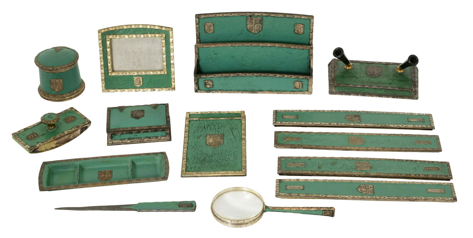 Tiffany Studios Twelve-Piece "Heraldic" Desk Set (1 of 17)