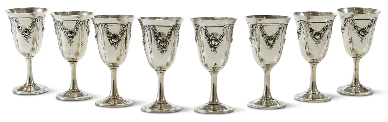 A Set of Eight R. Wallace & Sons Mfg. Co. Sterling Silver Goblets (1 of 5)