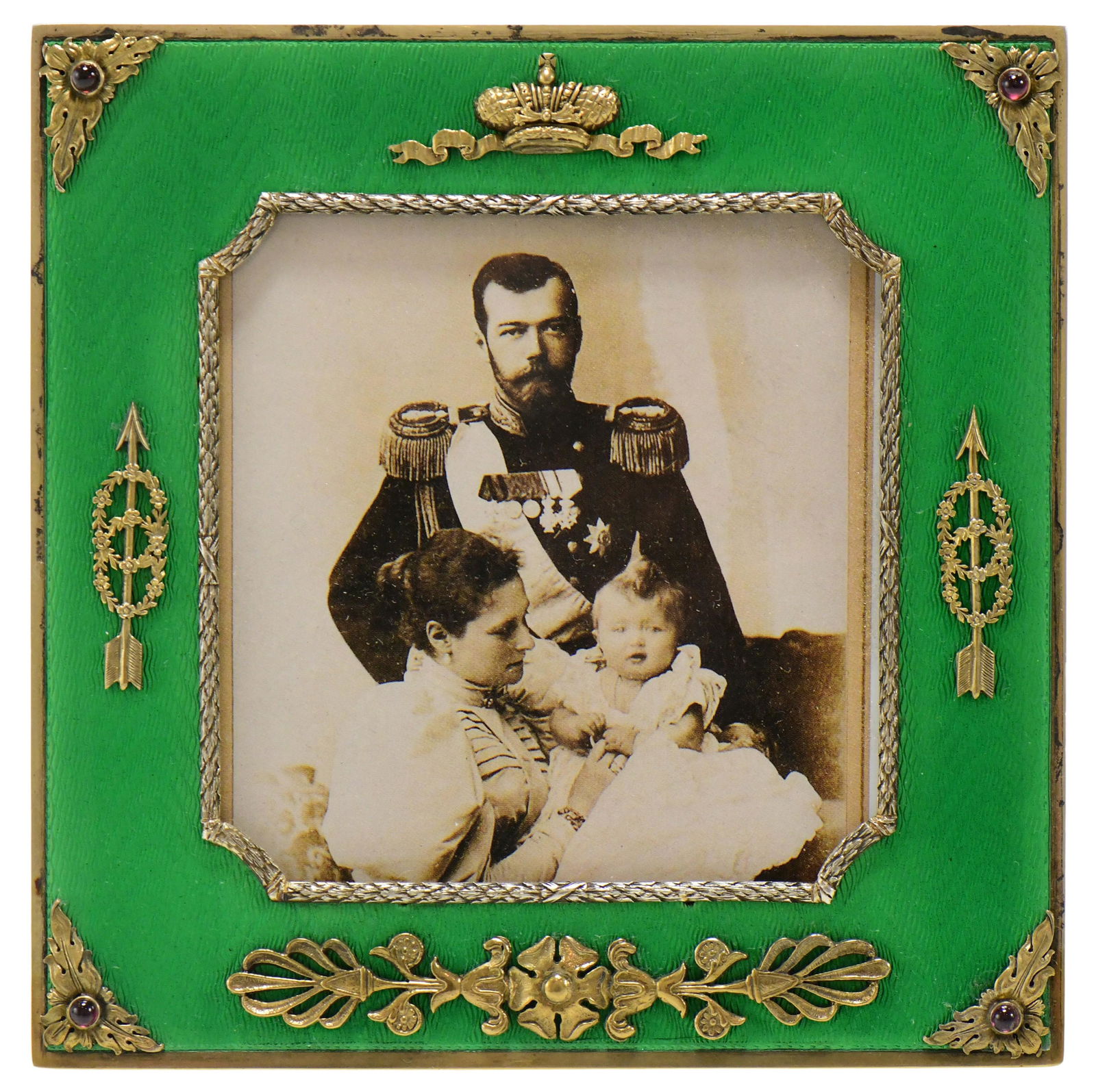 Russian Jeweled Silver & Guilloche Enamel Picture Frame (1 of 8)