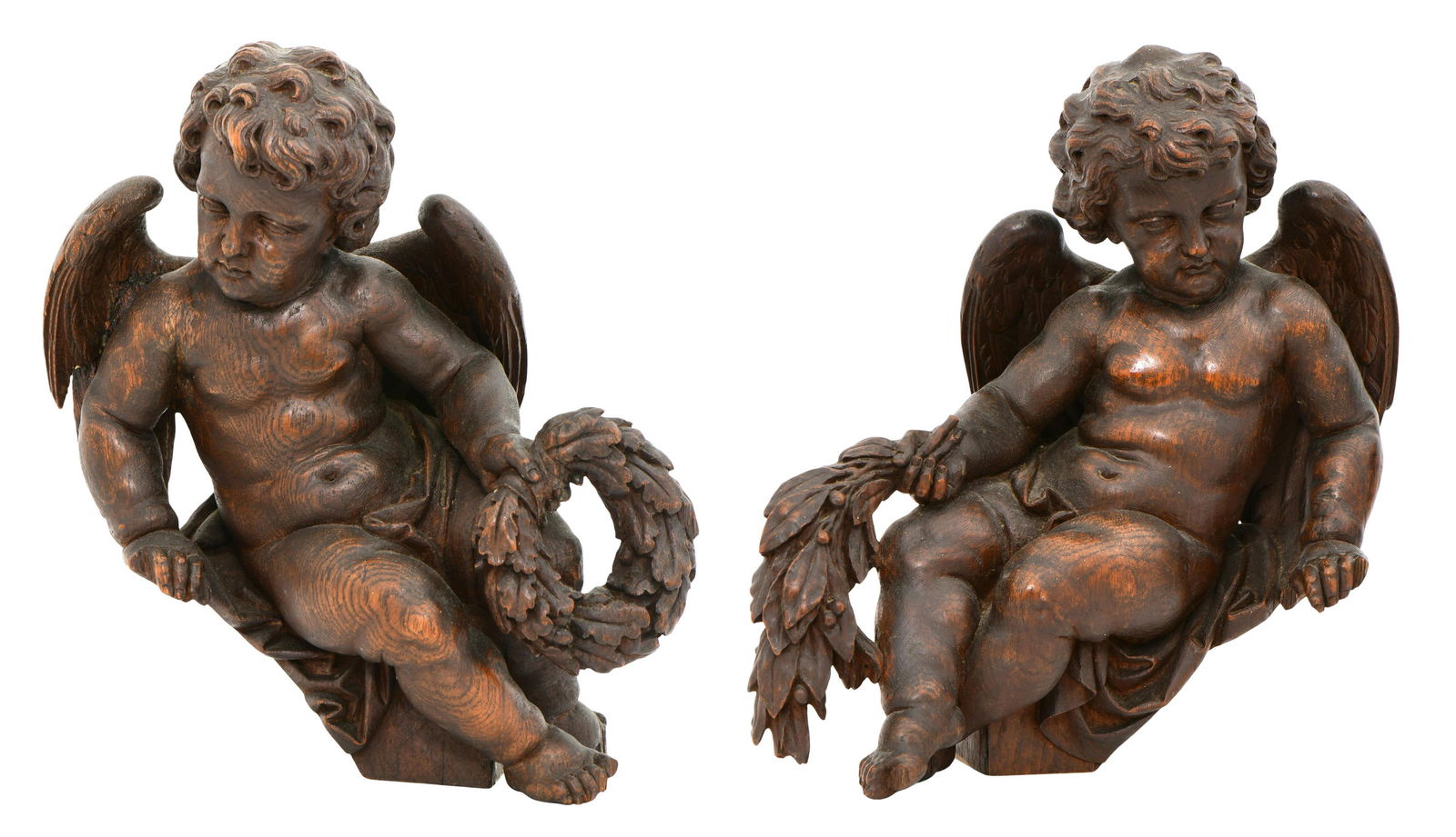 A Pair of American Carved Oak Architectural Cherubs (1 of 12)