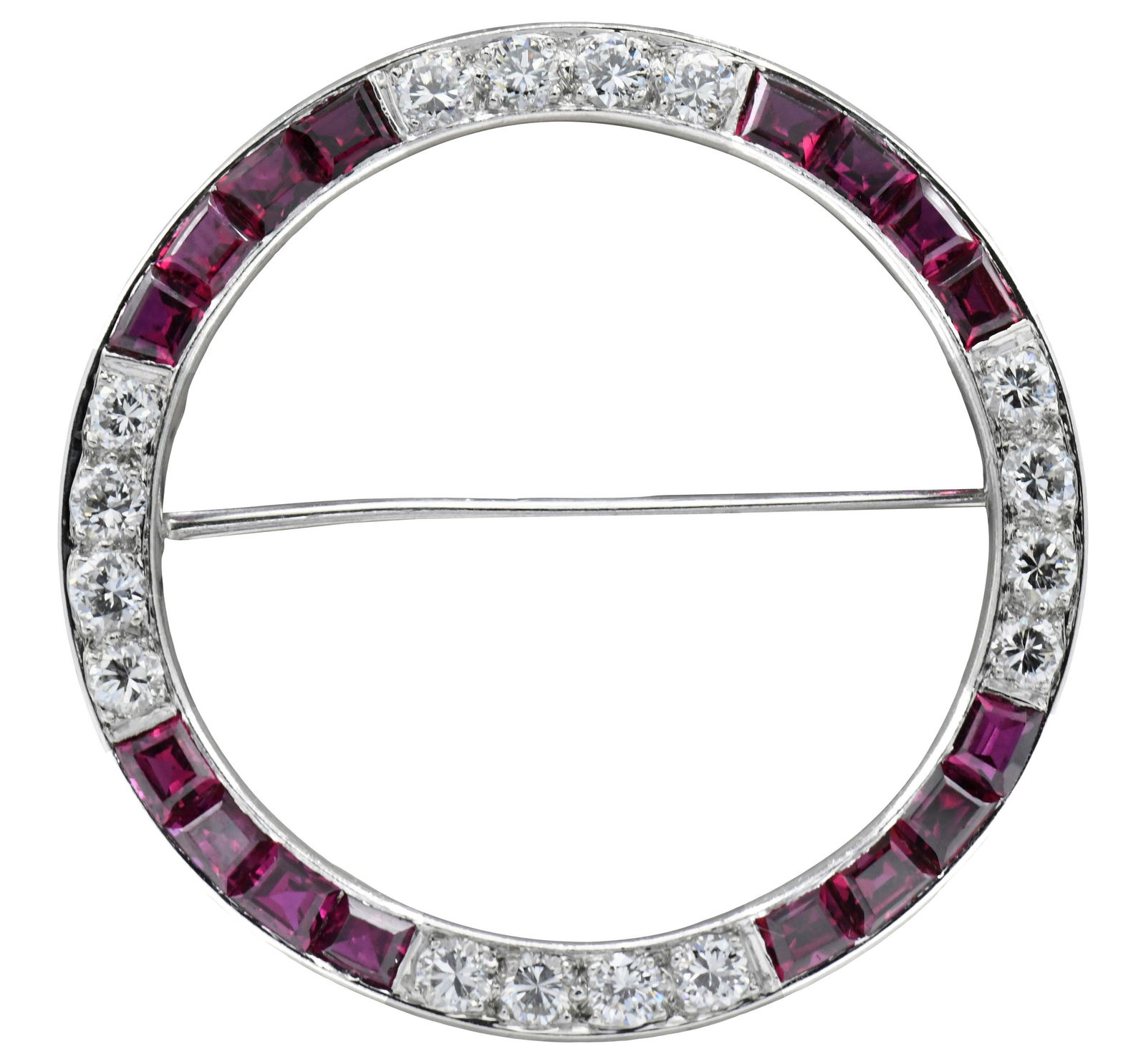 14 Karat Gold, Diamond & Ruby Circle Brooch (1 of 2)