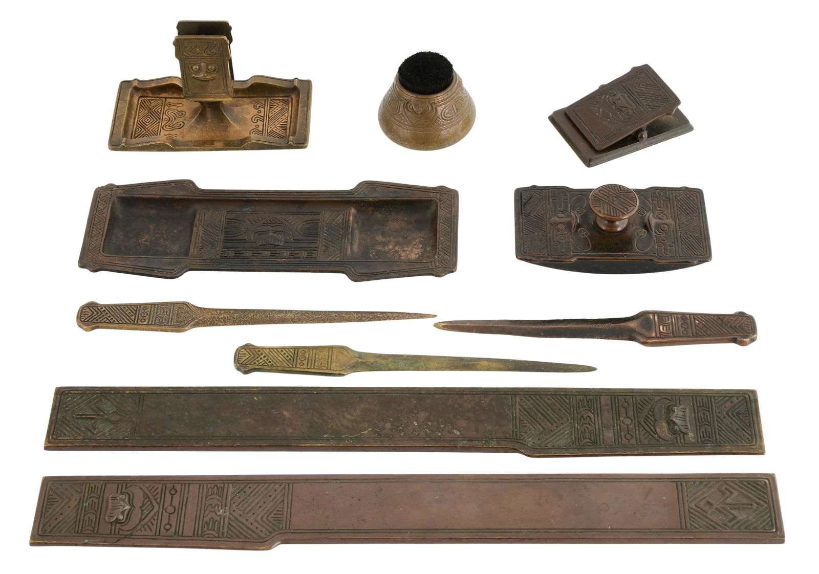 Tiffany Studios Nine-Piece "American Indian" Desk Set (1 of 9)